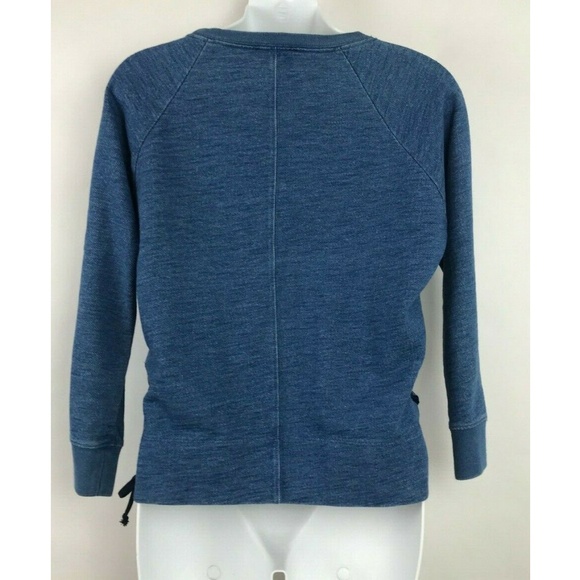 J Crew Indigo Lace Up Sweatshirt  Blue 100% Cotton - Picture 2 of 7